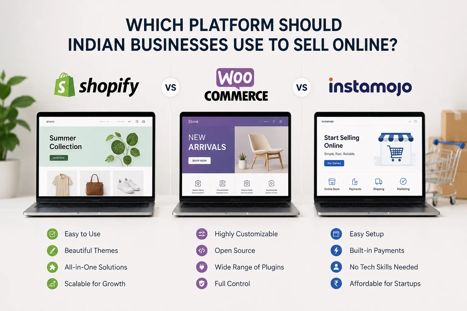 Shopify vs WooCommerce vs Instamojo: Which Platform Should Indian Businesses Use to Sell Online?