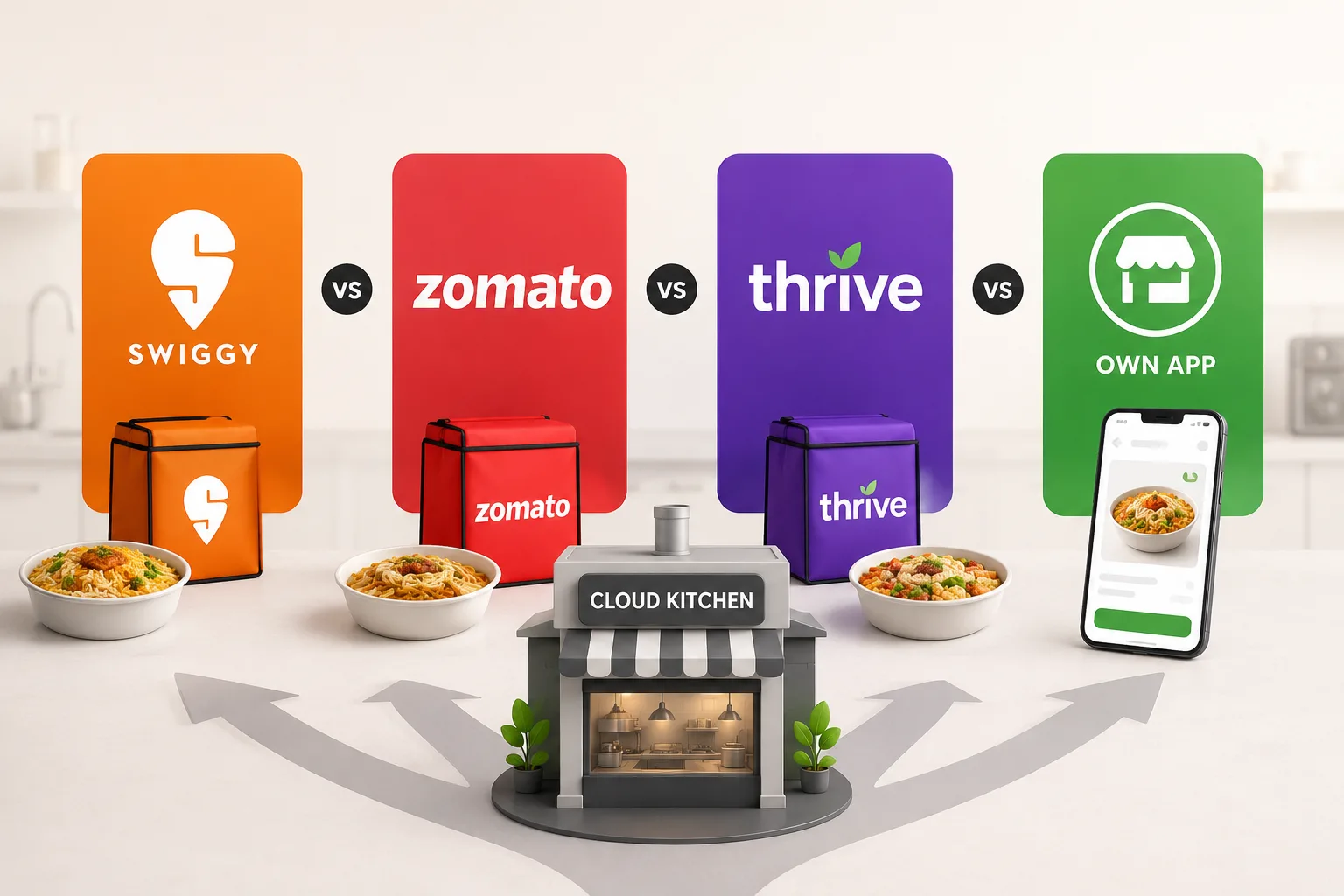 Swiggy vs Zomato vs Thrive vs Own App: Which Cloud Kitchen Platform Should You List On in 2026?