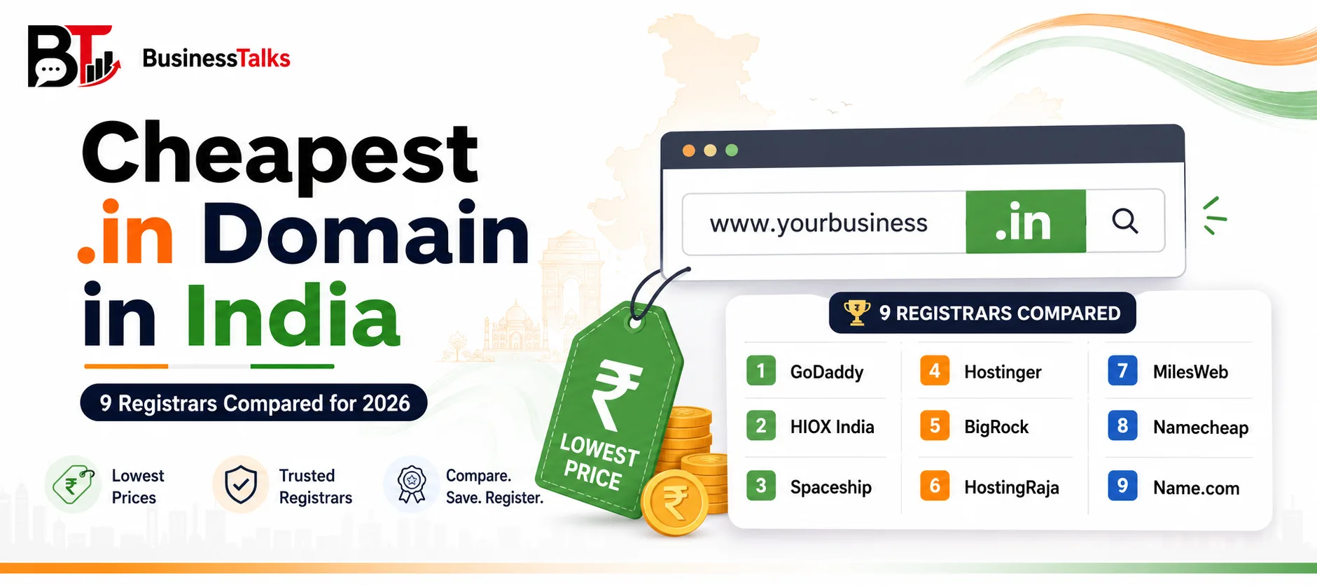 Cheapest .in Domain in India: 9 Registrars Compared for 2026